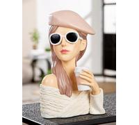 GILDE Statuette Lady Adeline en résine Blanche, Surface texturée, 28 cm de Haut, 18 cm de Large, 13 cm de Profondeur, Forme féminine