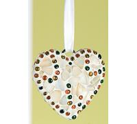 GILDE Suspension décorative Cœur au design de coquillage avec mosaïque de verre, 16x29 cm