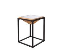 GILDE Table d'appoint Moorea - carrée - Métal - Naturel/Noir - Hauteur 56 cm x Largeur 40 cm - Table Basse