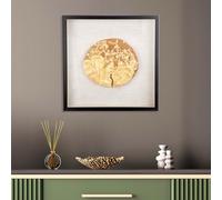 GILDE Tableau disque en bois carré 60 x 60 x 7 cm, couleur naturelle, aspect métallique structuré