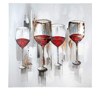Gilde Tableau XL - Dégustation de vin - Verre à vin - Peinture peinte à la main avec aluminium - 100 x 100 cm