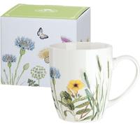 Gilde Tasse / Becher, "Wild Flowers", Schmetterlingmotiv, Blumenmuster, Porzellan, weiß, VE 6, L. 9 cm, B. 13 cm, H. 10 cm