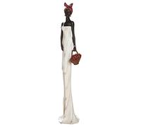 GILDE Tortuga en poly africaine - Poly - 16,5 x 82 x 16 cm - Blanc/crème/marron foncé/rouge - Avec corbeille à fruits