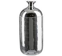 GILDE Vase à col, Disco, en céramique, argenté, Hauteur 36 cm x Ø 16 cm