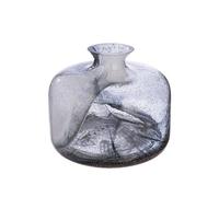 GILDE Vase à col Fumo en Verre - Noir/Blanc - Hauteur 18,5 cm x Ø 22 cm - Vase décoratif