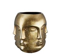 GILDE Vase à Fleurs en céramique - Vase Visage étanche Fabrication européenne - Couleur : Or Vieilli Hauteur 23 cm