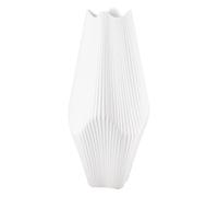 GILDE Vase à lamelles - Blanc Mat - Céramique - Hauteur : 30 cm - Largeur : 15 cm - Vase décoratif