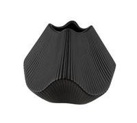 GILDE Vase à lamelles - Noir Mat - Céramique - Hauteur 19 cm x Largeur 22 cm - Vase décoratif