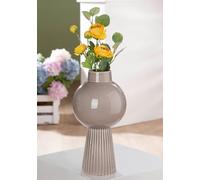 GILDE Vase Balazar en céramique Gris Brillant Hauteur 35 cm Diamètre 18 cm Décoration d'intérieur Cadeau Décoration d'intérieur