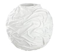 GILDE Vase de Sol Drapes en résine - Forme Organique - Blanc Mat - Hauteur : 48 cm - Diamètre : 50 cm - Non étanche