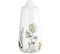 GILDE Vase de Sol Fleurs Sauvages - Céramique - Hauteur 49 cm x Ø 14 cm - Blanc - Motif Fleurs - Forme Conique - Vase étanche