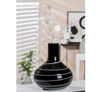 GILDE Vase déco Noir Blanc - Vase déco Moderne Objet en Verre Vase de Fleurs Fait Main en Verre coloré - Hauteur 28 cm