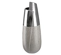 GILDE Vase décoratif en céramique avec Coupe - Décoration de Salon - Cadeau pour Femme, Anniversaire, fête des mères - Couleur : argenté Gris - Hauteur : 37,5 cm