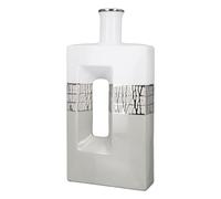 GILDE Vase décoratif en céramique avec Trou - Décoration pour Salon - Cadeau pour Femme - Anniversaire fête des mères - Couleur : Taupe Blanc argenté - Hauteur : 37,5 cm