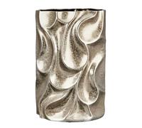 GILDE Vase décoratif en céramique - Étanche - Fabrication européenne - Décoration du Salon - Couleur : argenté - Hauteur 37 cm