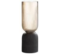 GILDE Vase décoratif en Verre - Vase à Fleurs photophore en Verre - Décoration Automne Hiver - Couleur : Marron/Noir Hauteur 31,5 cm