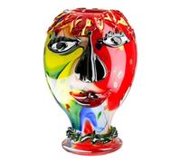 GILDE Vase décoratif en verre - Vase facial en verre - Objet d'art - Vase à fleurs en verre - Couleur : rouge/vert - Hauteur : 29 cm