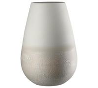 GILDE Vase Echo - Métal - Beige Mat - Structuré - Hauteur 33 cm x Ø 33 cm - Vase décoratif étanche
