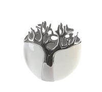 GILDE Vase en céramique Blanc/argenté avec Motif Arbre argenté Hauteur 21 cm