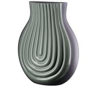 GILDE Vase en céramique bombé - Vert Brillant - Mat - strié - 31 cm x 25 cm (H x l) - Vase à Fleurs étanche