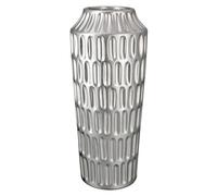 GILDE Vase en céramique - Décoration de Salon argentée - Décoration de Noël - Cadeau pour Femme - Couleur : argenté - Hauteur 37 cm