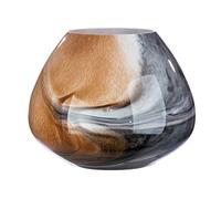 GILDE Vase en Verre Draga - Vase décoratif - Diamètre : 38 cm - Marron - Noir - Aspect mamor - Fabrication européenne