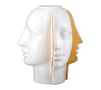 GILDE Vase Facial - en céramique - Blanc - Hauteur : 28 cm - Diamètre : 23 cm - Design Visage - Aspect 3D - Étanche
