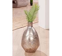 GILDE Vase Peso en Verre Gris Finition Antique Mat Motif Floral Hauteur 43 cm Décoration d'intérieur Cadeau