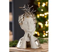 GILDE Vase Pretty - Tête en céramique - Doré/Gris Brillant Mat - Hauteur : 25 cm - Accessoire de décoration d'intérieur - Idée Cadeau