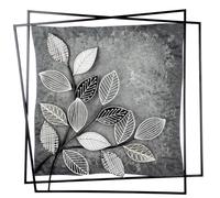 GILDE Wandrelief Graphic Métal Gris Mat Motif Branche carrée 77 x 77 x 5 cm Décoration Murale Accessoire d'intérieur