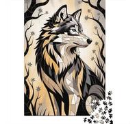 Gilded Mosaic - Turquoise Wolf of Celestial Majesty Plaque Murale en Métal 52x38cm/1000pcs pour Le Pub Ou Le Café, pour Le Garage, L’Atelier Et La Salle De Jeux