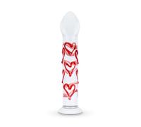 Gildo - Dildo en Verre pour Point G/Prostate avec Cœurs No. 30 - 17 cm