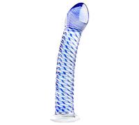 Gildo Glass No. 5 - godemichet en verre spirale - transparent bleu