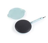 Giles & Posner Appareil à Crêpes Portable - Plaque en Aluminium 20 cm, Revêtement Antiadhésif Sans PFAS, Voyants Prêts, Crêpes Instantanées, Avec Poignée, Bol à Pâte, 600W, Bleu