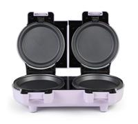 Giles & Posner Appareil de fabrication de snacks- plaques de cuisson amovibles antiadhésives, compact, inclut 4 plaques plates pour omelettes et gâteaux, 4 plaques à gaufres, violet pastel.