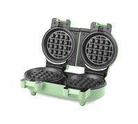 GILES & POSNER Double Mini Waffle Maker - Gaufrier Antiadhésif, Snacks Sucrés/Salés Desserts, Compact, Plaques Amovibles 11.5 cm, Gaufres Américaines Style, Vert Pastel, 1100 W