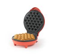 Giles & Posner Funfair Bubble Waffle Maker - Plaques de cuisson antiadhésives sans PFAS, temps de préchauffage de 2 minutes, voyants lumineux alimentation/prêt, plaque de 18 cm, compact, 750W, rouge