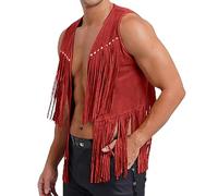 Gilet à Franges Homme Western Longues Devant Et Ligne Style Cowboy | Design longues franges sur gilet western à franges; une coupe lisible pour composer différents looks pour fête hippie