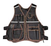 Gilet à outils réglable multi-poches conçu pour les travaux de réparation et les tâches de construction avec matériau Oxford 600D ventilé et bandes de sécurité réfléchissantes pour des conditions de