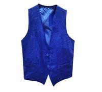 Gilet à paillettes brillantes pour homme - Style décontracté - Pour festival, soirée discothèque, bal de fin d'année, bal de promo, bal de fin d'année, smoking, mariage - Cadeau pour femme, blue-c