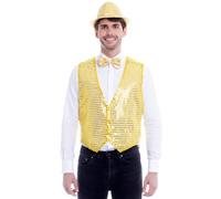 Gilet à Paillettes Homme Femme Or【Tailles Adulte S à L】[Taille L] Gilet Costume Bals Performances Festivals Défilés Théâtre Noël Réveillon