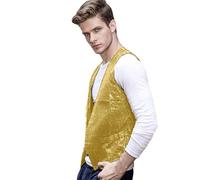Gilet à paillettes pour homme et femme - Gilet de costume à paillettes - Col en V - Veste de costume pour carnaval, discothèque, club, mariage et fête, K Jaune, XXXXXL