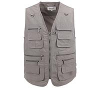 Gilet à poches pour homme en popeline pour utilisation extérieure, voyages ou sports - Lusi Madam Large café