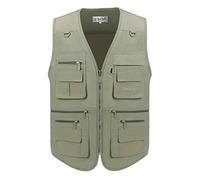 Gilet à poches pour homme en popeline pour utilisation extérieure, voyages ou sports - Lusi Madam Large Green