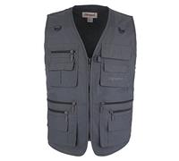 Gilet à poches pour homme en popeline pour utilisation extérieure, voyages ou sports - Lusi Madam petit gris