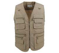Gilet à poches pour homme en popeline pour utilisation extérieure, voyages ou sports - Lusi Madam XL kaki