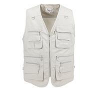 Gilet à poches pour homme en popeline pour utilisation extérieure, voyages ou sports - Lusi Madam XXL Greenish-White
