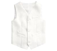 Gilet Ado Veste sans Manche Costumes Garçons d'honneur Veston sans Manche Costume Smoking Cérémonie Enfant Bapteme Blanc 8-9 Ans
