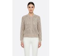 Gilet ajouré beige à sequins en lin et coton - M