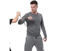 Gilet Anti-coupures et Anti-Coups, T-Shirt à Manches Longues Anti-Morsure, Anti-déchirure et Anti-Coup, utilisé pour protéger la sécurité personnelle (col Rond Gris foncé)
